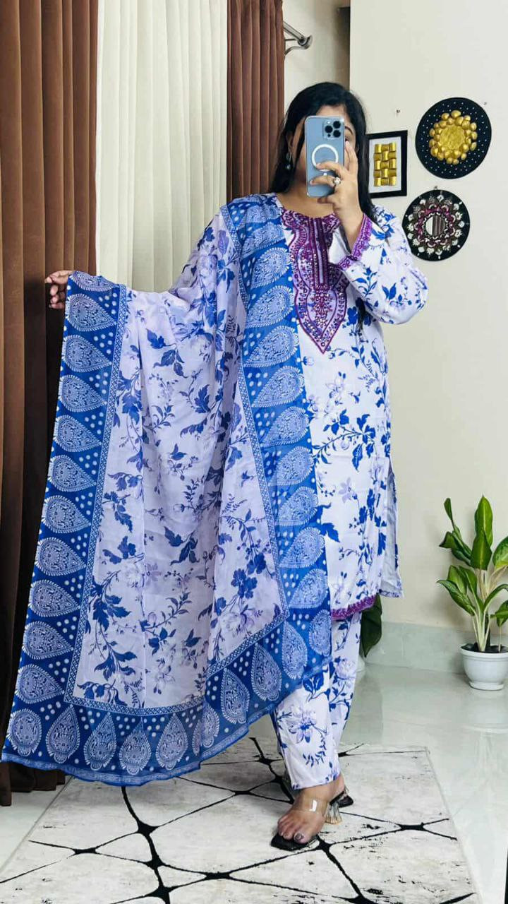 Premium Readymade 3-Piece Collection with Computer & Sequence Work.